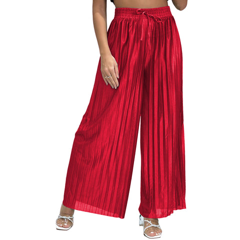 Emma Satin Pleated Palazzo Trousers