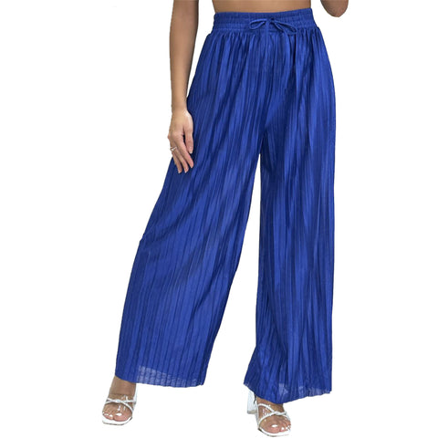 Emma Satin Pleated Palazzo Trousers