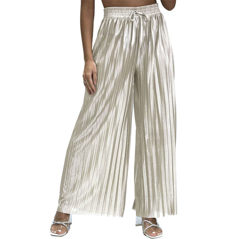 Emma Satin Pleated Palazzo Trousers