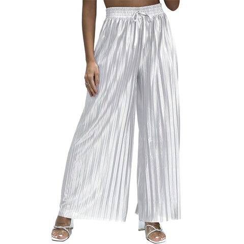 Emma Satin Pleated Palazzo Trousers